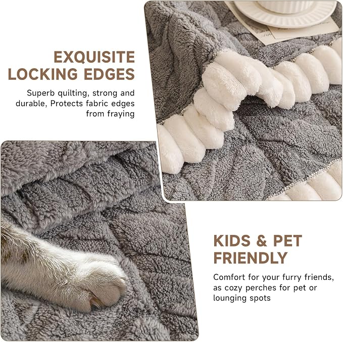 OTOB Pet Couch Covers for 3 Cushion Couch Sofa, Washable & Non Slip Fuzzy Plush - Image 4