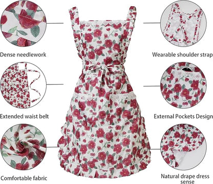 Funny Aprons for Women with Pockets, Kitchen Cooking Grilling Bbq Cute Chef - Image 4