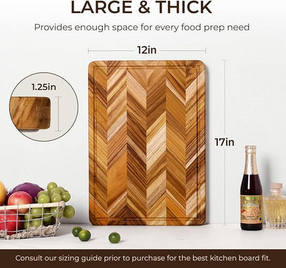 Teak Wood Cutting Board for Kitchen Large End Grain Heavy Duty Checkered Wooden - Image 3
