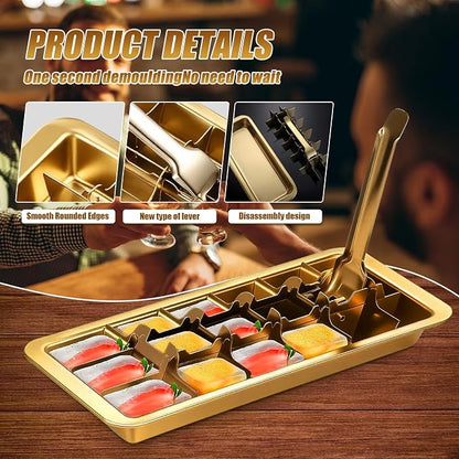 Professional Ice Cube Tray Gold-color, 18-Slot Stainless Steel, Heavy Duty - Image 5