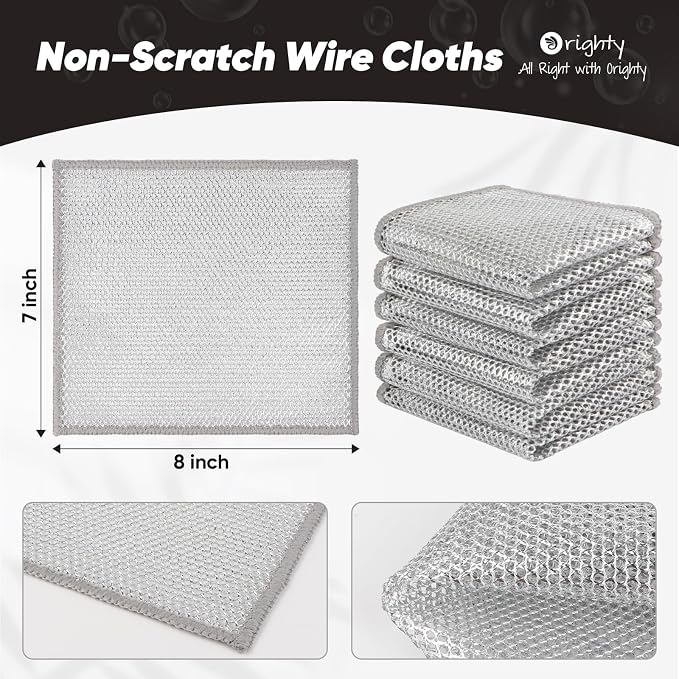 Orighty 24 Pcs Multipurpose Wire Dishwashing Rag, Non-Scratch Wire Dish - Image 2