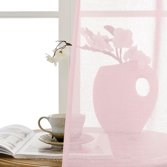 Tollpiz Sheer Door Curtains Closet Linen Textured Curtain Sheers Doorway Light - Image 9