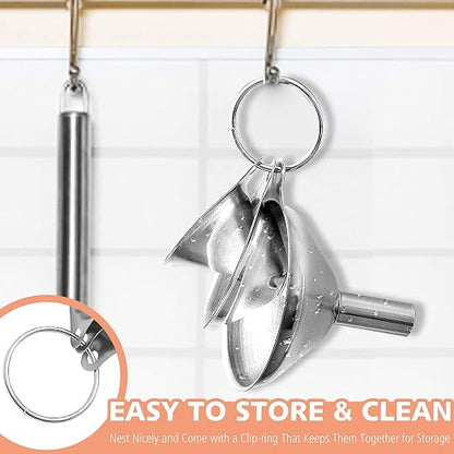 Anaeat Stainless Steel Mini Kitchen Funnel Set, 3 Pack Durable Metal Filling - Image 8