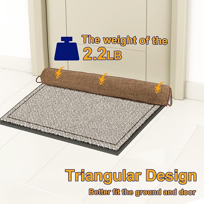 NABOWAN 32" Weighted Under Door Draft Stopper -Triangular Door Draft Blocker with Hook Loops for Easy Install, Save Energy, Home Room Essentials