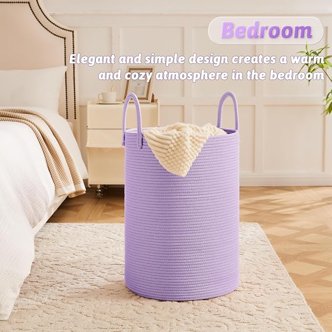 Laundry Basket, Woven Cotton Rope Laundry Hamper, 100L - Image 3