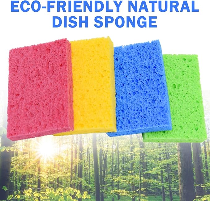 YoleShy 48 Pack Sponges Kitchen Natural Compressed Cellulose Sponges Durable - Image 7