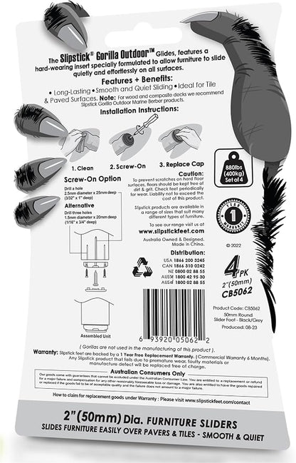 Gorilla Outdoor 2 Inch Furniture Sliders/Screw on Nylon Glide Floor Protectors - Image 5
