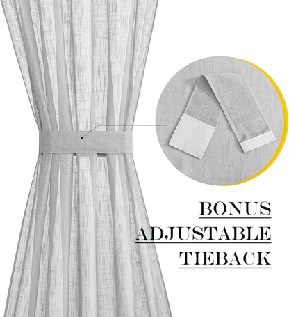 NICETOWN Light Grey Sidelight Curtain, Light Filtering Side Front Door Curtains - Image 3