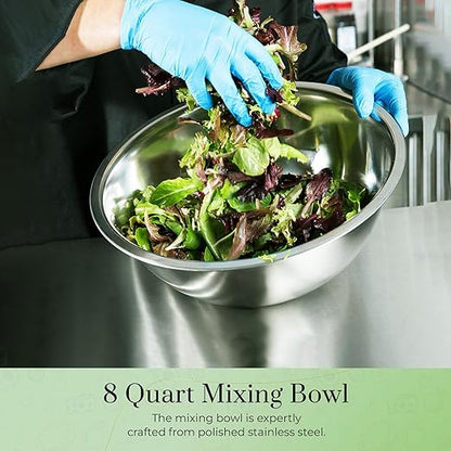 OCS Parts 8 Quart Mixing Bowls | Set of 4 | 13.25-Inch Stainless Steel - Image 8