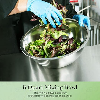OCS Parts 8 Quart Mixing Bowls | Set of 2 | 13.25-Inch Stainless Steel - Image 8