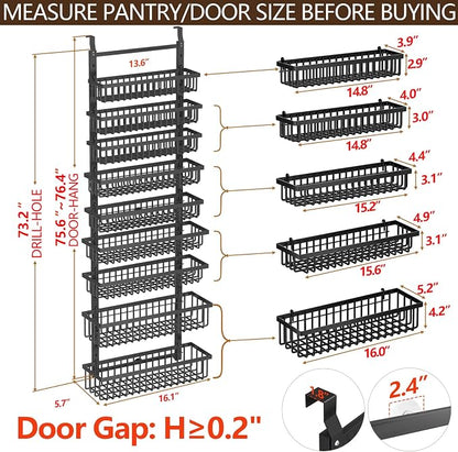 POKIPO 9 Tier Over The Door Pantry Organizer, 2 in 1 Wall Mount or Hanging - Image 9