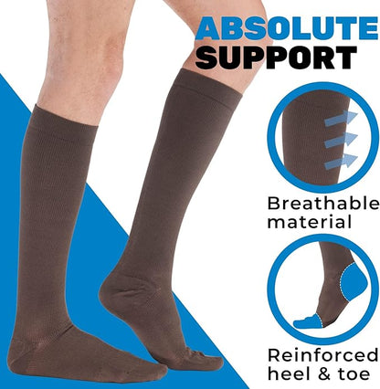ABSOLUTE SUPPORT Cotton Compression Socks for Women & Men 20-30 mmhg Knee High