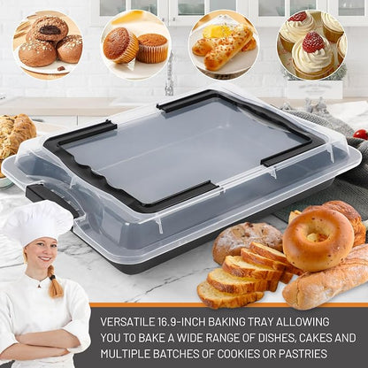 Sheet Cake Pan with Lid, Non-Stick Ceramic Coating Baking Pan, Oven Safe 450°F - Image 3