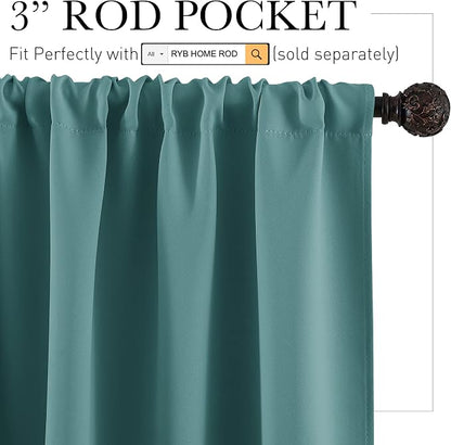 RYB HOME Bedroom Window Curtains, Heat Cold Insulated Drapes - Image 2