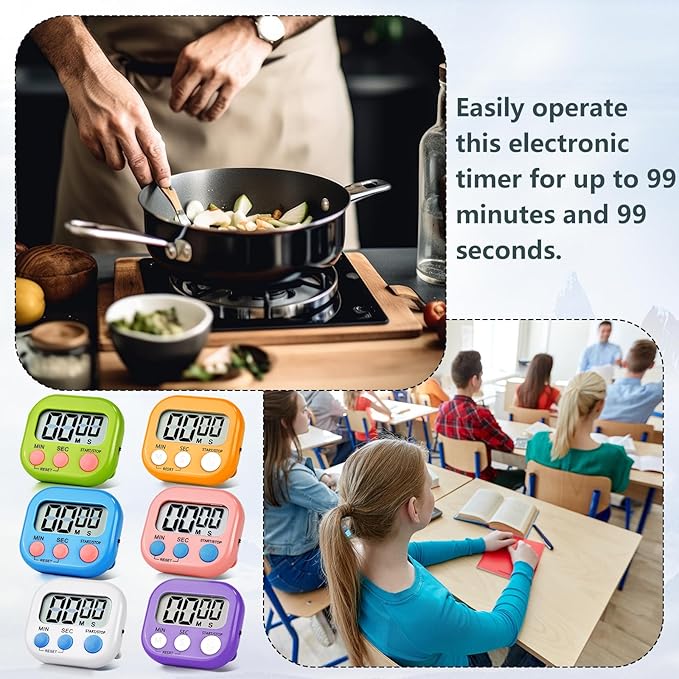 6 Pack Digital Kitchen Timer Magnetic Digital Timer - Image 6