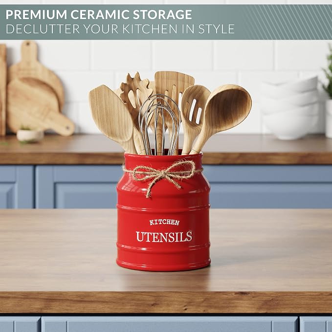 Barnyard Designs Ceramic Farmhouse Utensil Holder - Image 5