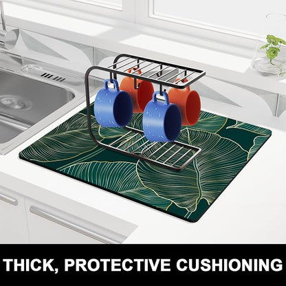 Rnivvi Dish Drying Mat for Kitchen Counter, 16 x 18" Boho Theme Absorbent Heat - Image 2