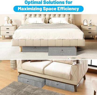 Under Bed Storage Container Bins 2 Pack, Low Profile Foldable Underbed Clothes - Image 4