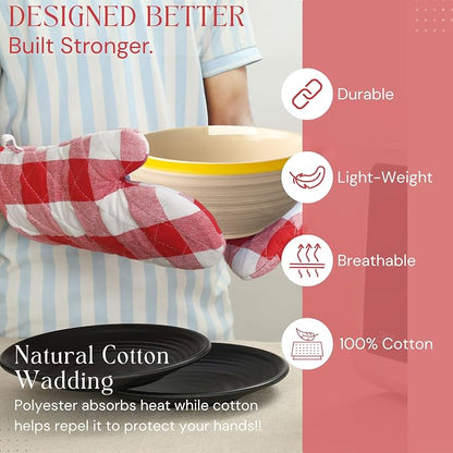 Oven Mitt & Pot Holder Buffalo Plaid Check 100% Cotton Heat Resistant Oven - Image 3