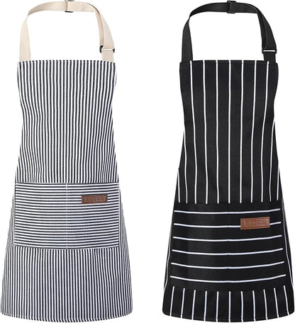 2 Pack Stripes Kids Apron, Kids Cooking Aprons by XLSXEXCL