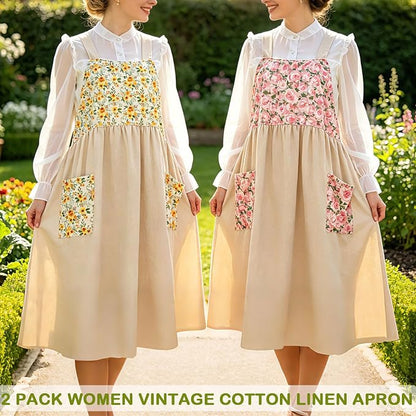 Uaussi Cotton Linen Apron Cross Back Work Apron - Image 2