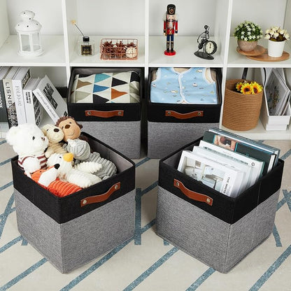 HNZIGE Cube Storage Baskets, Fabric Storage Cubes 12 x 12, Decorative Storage - Image 5