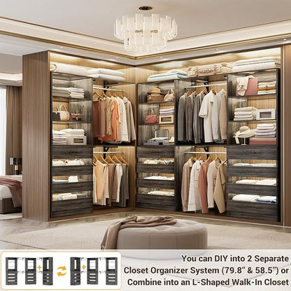 Aheaplus Closet System Set of 3, 138.5" Wood Closet Organizer System Tower - Image 2