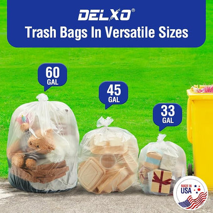 Delxo 40-45 Gallon Clear Trash Bags, Durable & Puncture-Resistant Plastic Can - Image 8