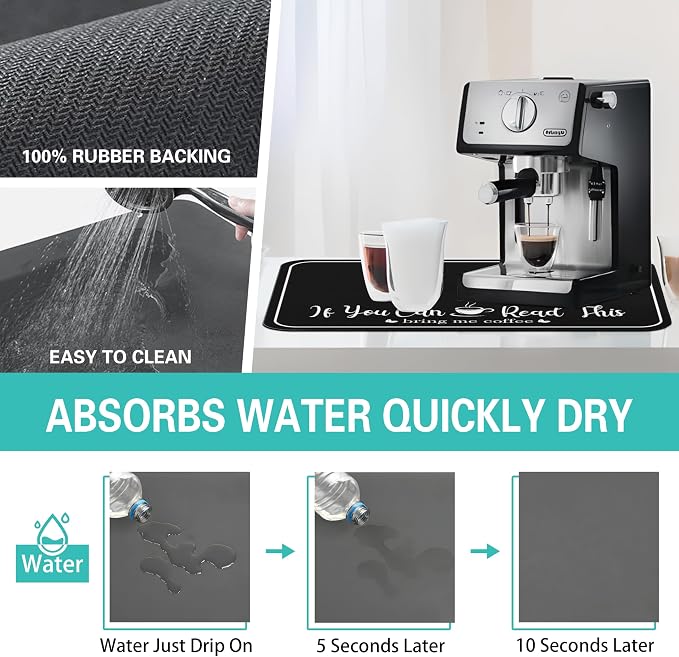 Coffee Bar Mat for Countertops 31.5inx17in, Absorbent Hide Stain Anti-Slip Cafe - Image 4