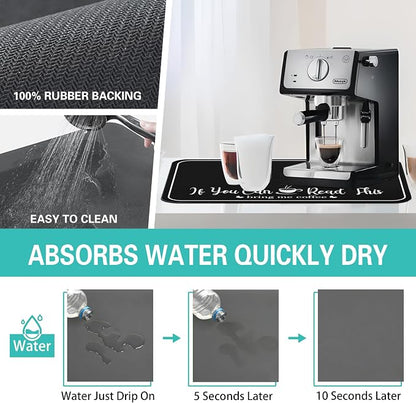 Coffee Bar Mat for Countertops 18inx24in, Absorbent Hide Stain Anti-Slip Cafe - Image 4
