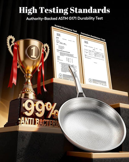 Titanium Pans for Cooking, 12 Inch Pure Titanium Hammered Pro frying pan - Image 5