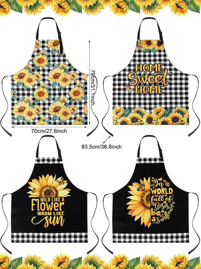 Geetery 4 Pcs Chicken Aprons for Women Rooster Print Apron Waterproof - Image 3