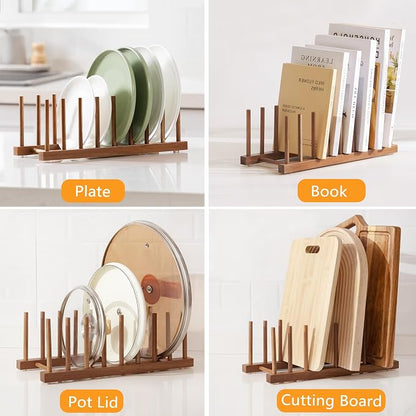 HBlife 4pcs Acacia Wooden Dish Dying Rack Pot Lid Plate Organizer Holder - Image 8