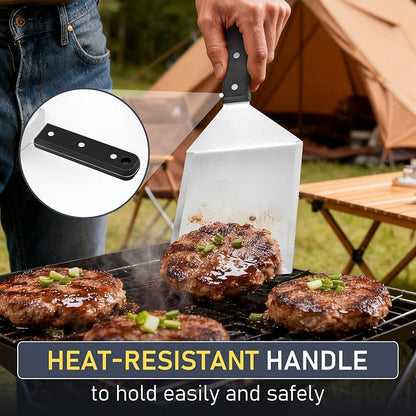 Metal Spatula Set of 2, HaSteeL Stainless Steel Large Griddle Spatulas - Image 4
