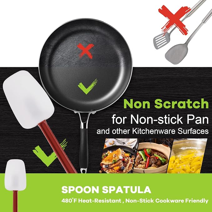 Commercial Spoonula Rubber Spatula Set, High Heat Spatula Spoon 9.5 Inches - Image 2