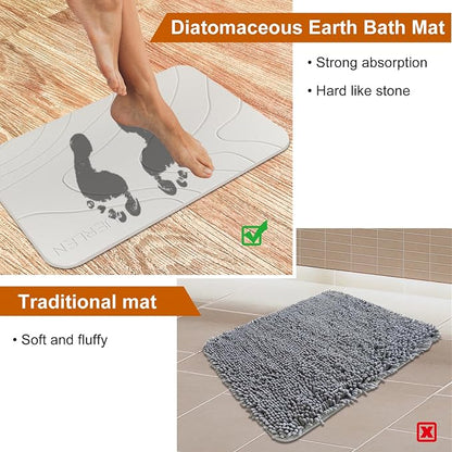 JUERLEN 2 Pack Diatomaceous Earth Shower Mat, Stone Bath Mat, Nonslip Super - Image 4