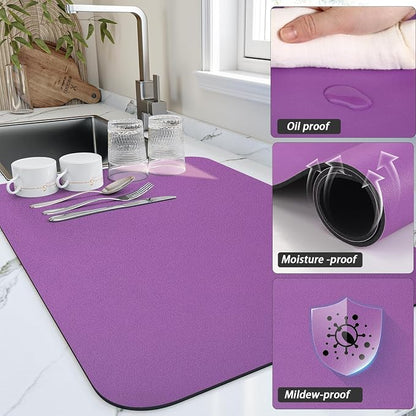 HotLive Dish Drying Mat for Kitchen Counter, Heat Resistant Drainer Mats - Image 3