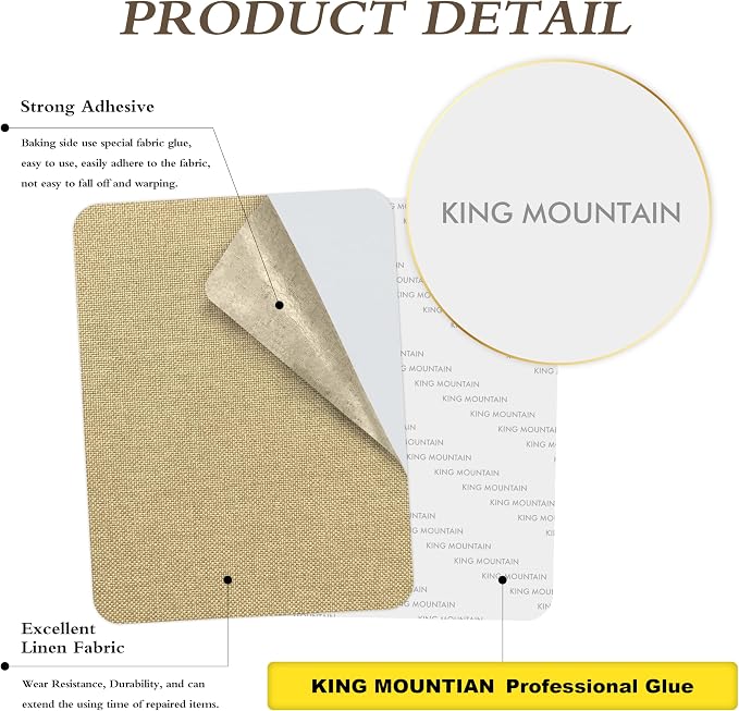 KING MOUNTAIN Self-Adhesive Coarse Linen Repair Patches, 8X11 inch, Can be Used - Image 2