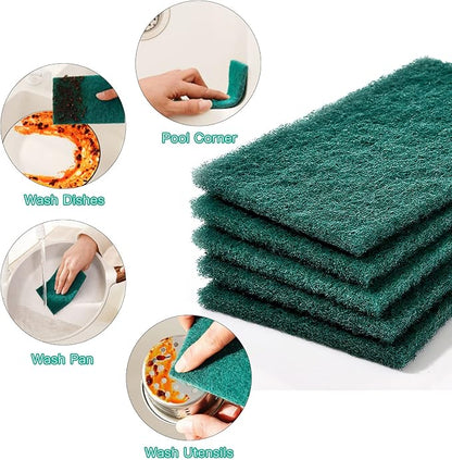 Heavy Duty Scour Pads Sponge Dish Scrubber Non-Scratch Green Reusable Household - Image 3
