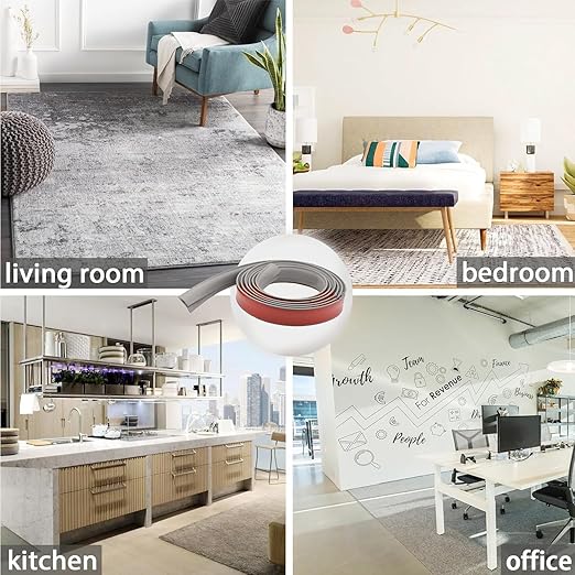 Self Adhesive Carpet Transition Strip with Edge Trim, Designed for Seamless Transitions from Carpet to Tile or Vinyl Floors, Perfect for Doorways.(Gray,30ft)