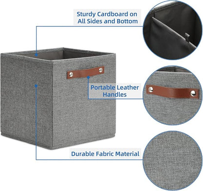 Temary 11 Inch Cube Storage Bins 4PCs Fabric Storage Cubes Storage Baskets - Image 3