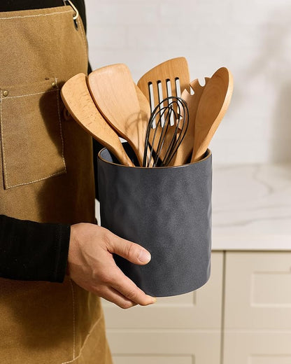 famiware Ocean Utensil Holder, 7.2"+5.8" Ceramic Kitchen Utensil Holder - Image 3
