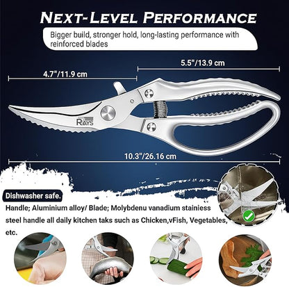 Heavy Duty Poultry Shears – Professional Stainless Steel Kitchen Scissors - Image 3
