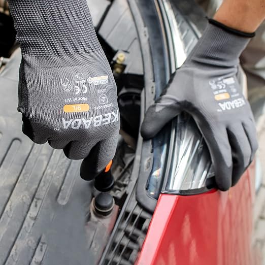 Kebada W1 Work Gloves for Men and Women, Touchscreen PU Coated Gloves - Image 4