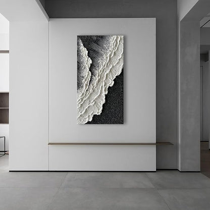 NANKAI 24x48 Inch Hand Painted 3D Ocean Wave Landscape Oil Painting Black and - Image 7