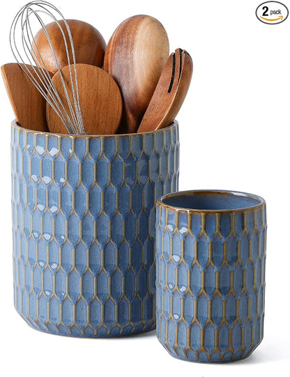 Utensil Holder, 7.5"+5.3" Ceramic Kitchen Utensil Holder by Artebake