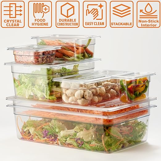 CURTA 6-Pack Full Size 2.5" Deep NSF Polycarbonate Food Pans | Dishwasher & - Image 6