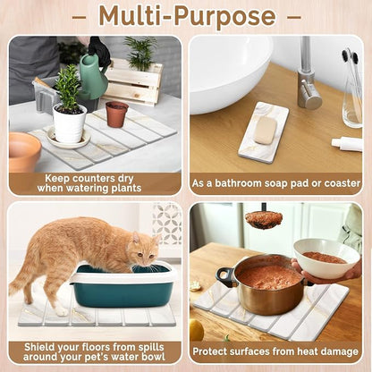 2 PCS Stone Dish Drying Mat for Kitchen Counter, Quick Dry Stone Dishes Mats - Image 6