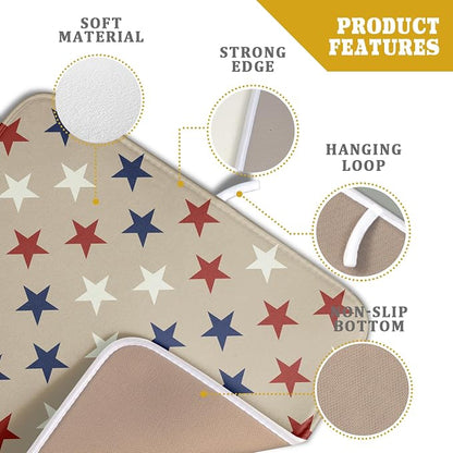 Patriotic July of 4th Blue Red White Star Dish Drying Mat - Image 4