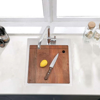 COMLLEN 17x19 Inch Drop in Bar Sink, Outdoor Sink 304 Stainless Steel Kitchen Workstation, 16 Gauge 9 Inch Deep Brushed Nickel, RV Laundry Utility Kitchen Sinks with Cutting Board Grid Drain